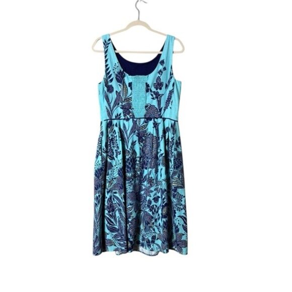 Lands End Blue Radiance Floral Dress Size 6 Beachy Resort Event Blue Boho Fairy - Picture 3 of 7